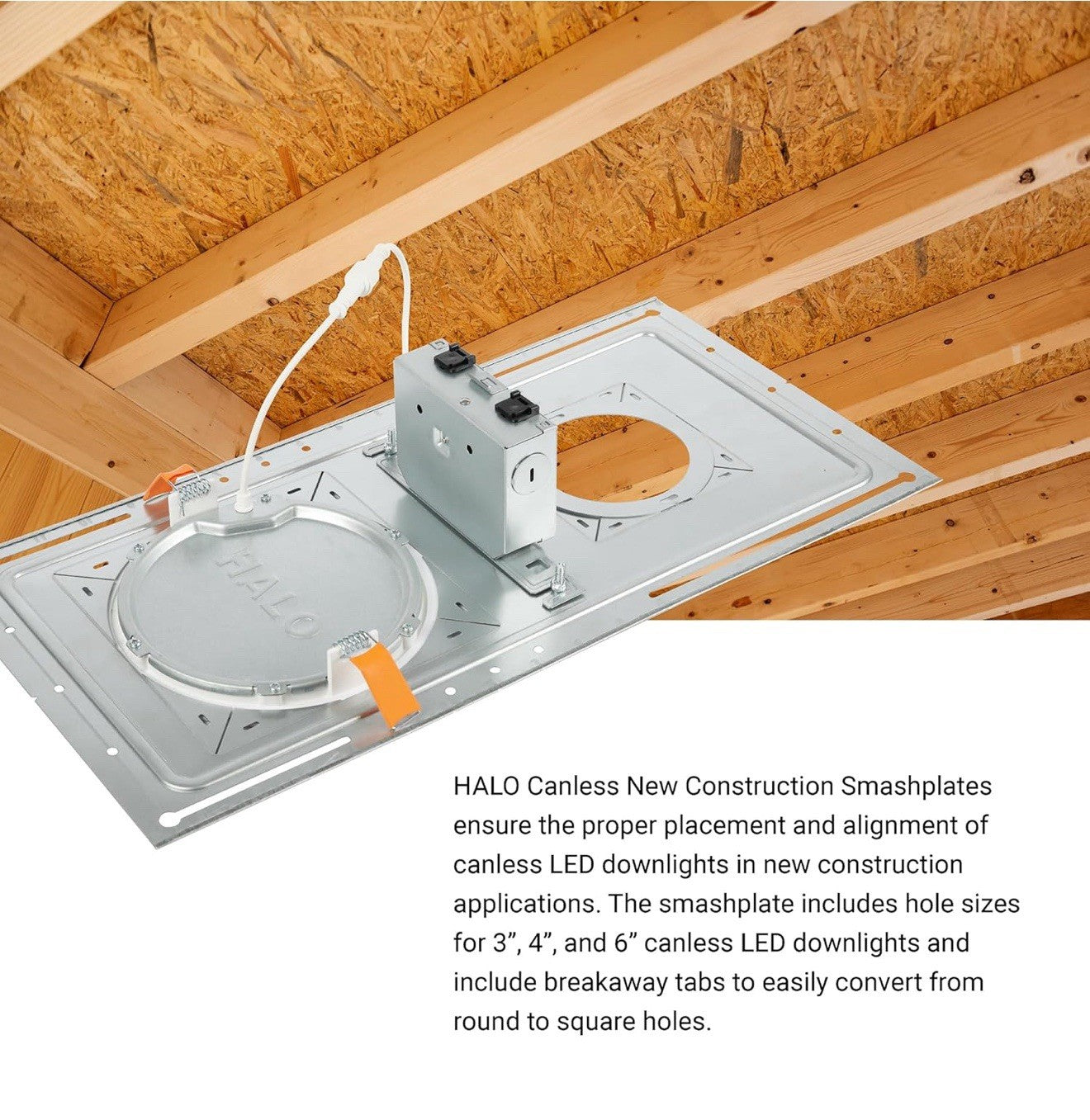 Halo Rough-in mounting smash plates for 3/4/6” Canless LEDs - SP346RS (12pk)
