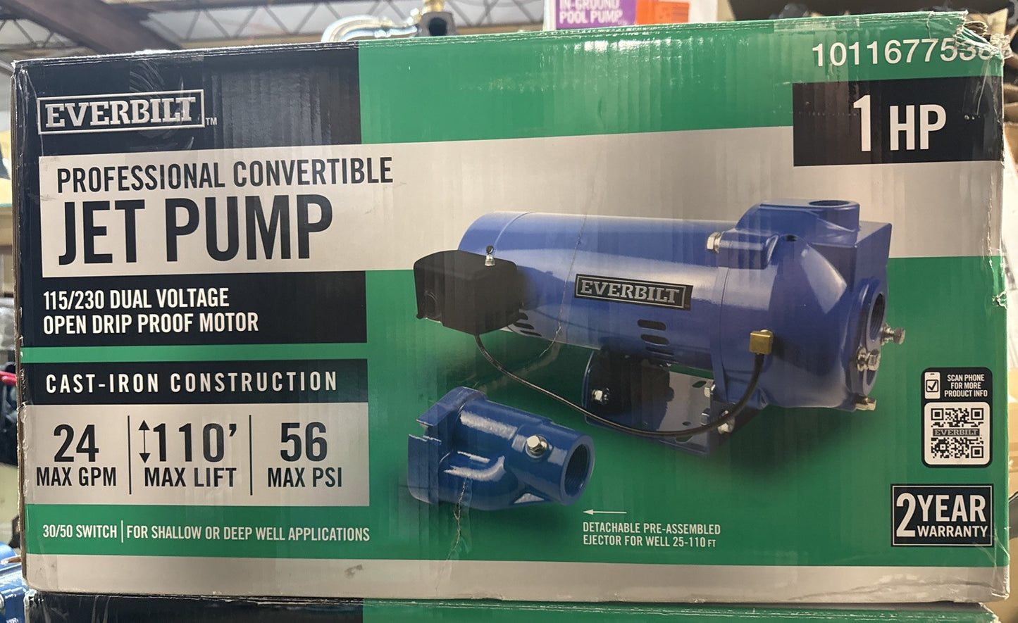 Everbilt 1 HP Professional Convertible Jet Pump NEW OPEN BOX