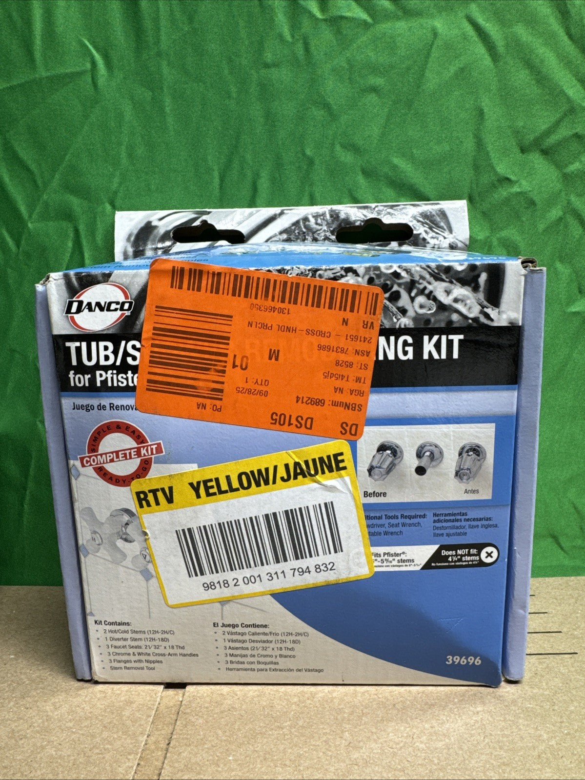 NEW Danco Tub/Shower Remodel Kit for Pfister - Porcelain Cross Arm - 39696 (ob)