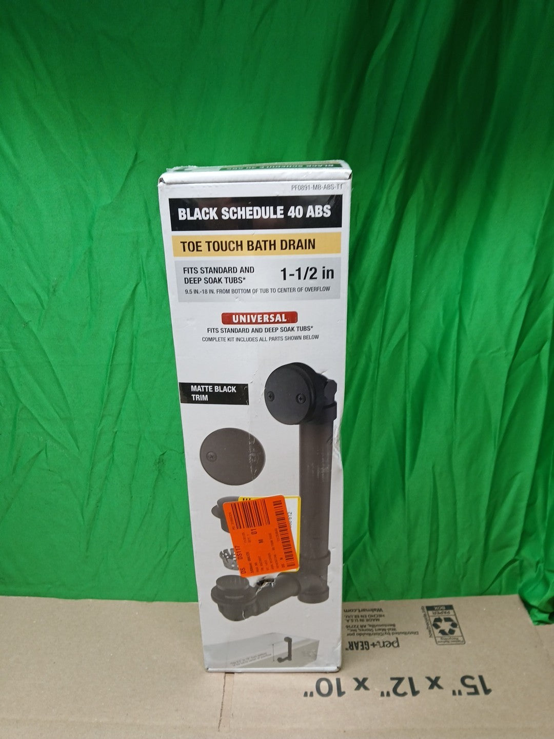 PF WaterWorks Trim Toe-Touch Bathtub Drain Sch 40 Matte Black ABS