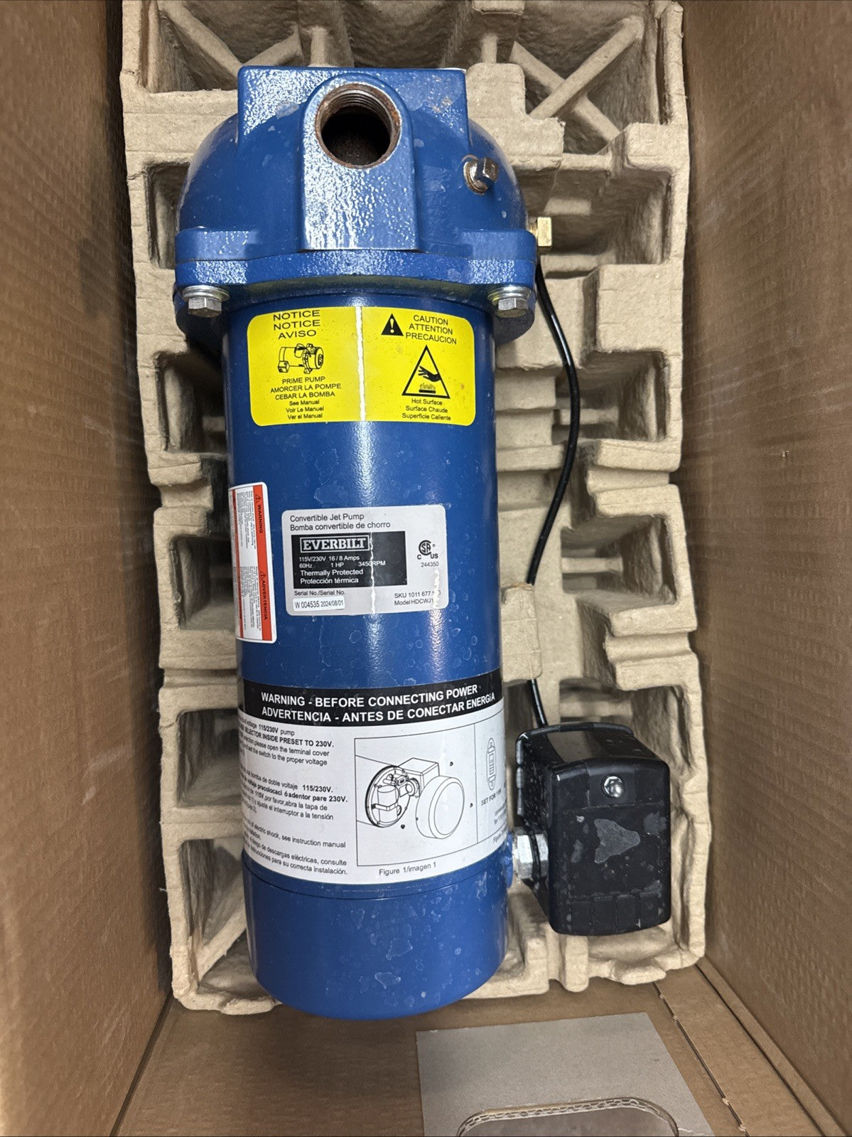 Everbilt 1 HP Professional Convertible Jet Pump *for Parts* Read Description**