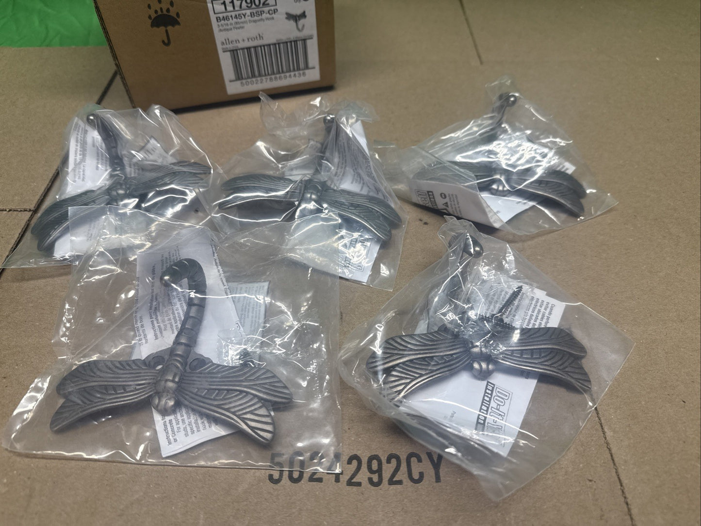 5-Pack Allen + Roth Dragonfly Single Wall Hooks 1-prong Towel Or Coat Hook