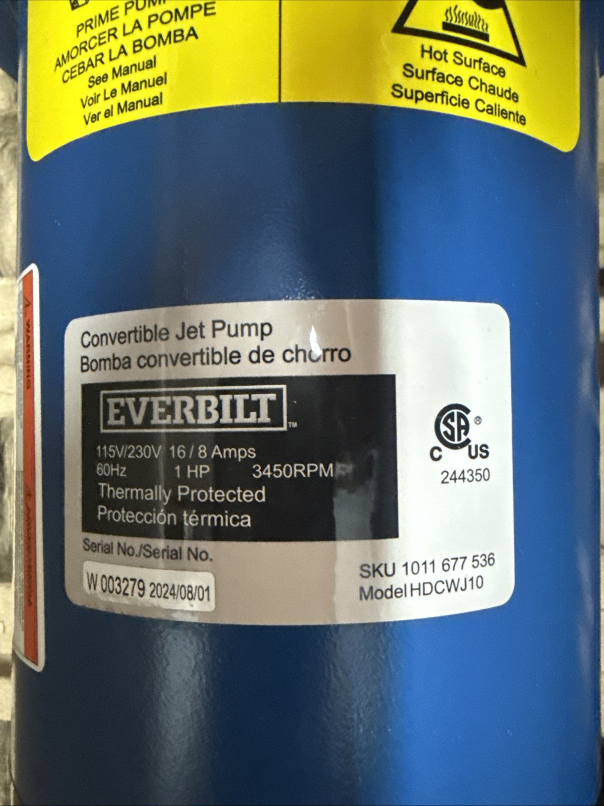 Everbilt 1 HP Professional Convertible Jet Pump *for Parts* Read Description**