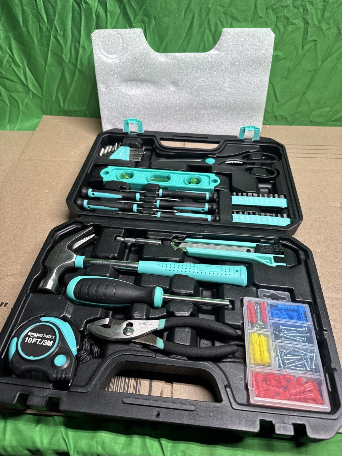 Turquoise 142-Piece Household Tool Kit for DIY Projects - Includes Storage Case