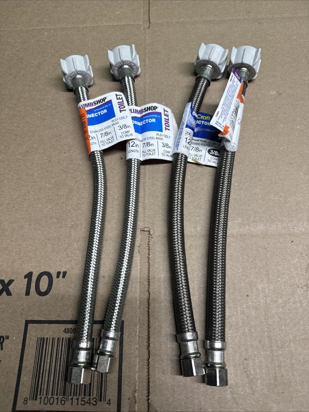 (4Pk) BrassCraft Toilet Supply Line Braided Polymer B1-12DL F