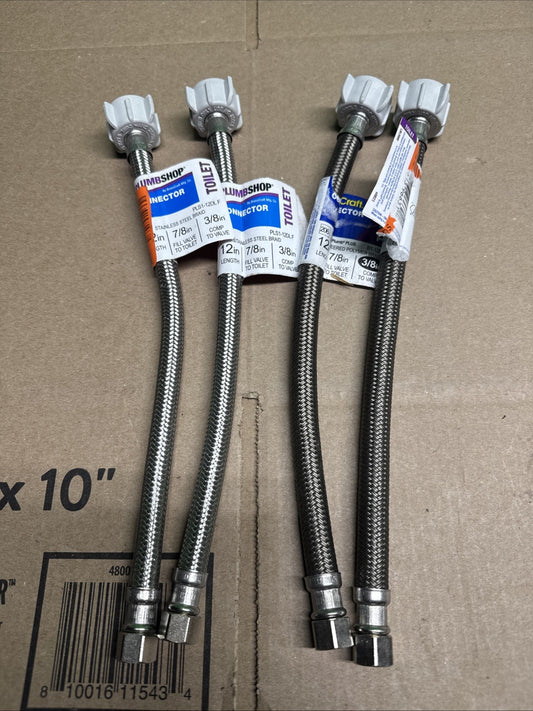 (4Pk) BrassCraft Toilet Supply Line Braided Polymer B1-12DL F