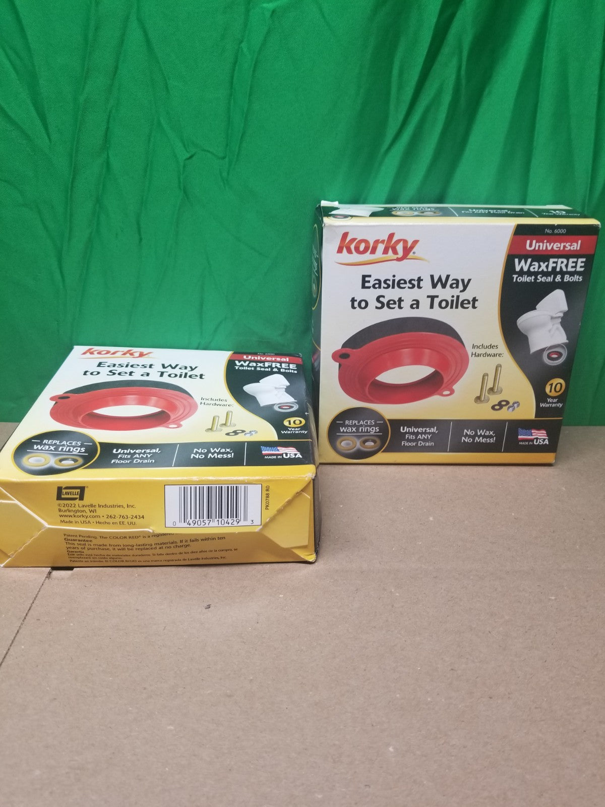2 Pck Korky 6000BP Universal Wax Free Toilet Seal Kit, Rubber OPEN BOX