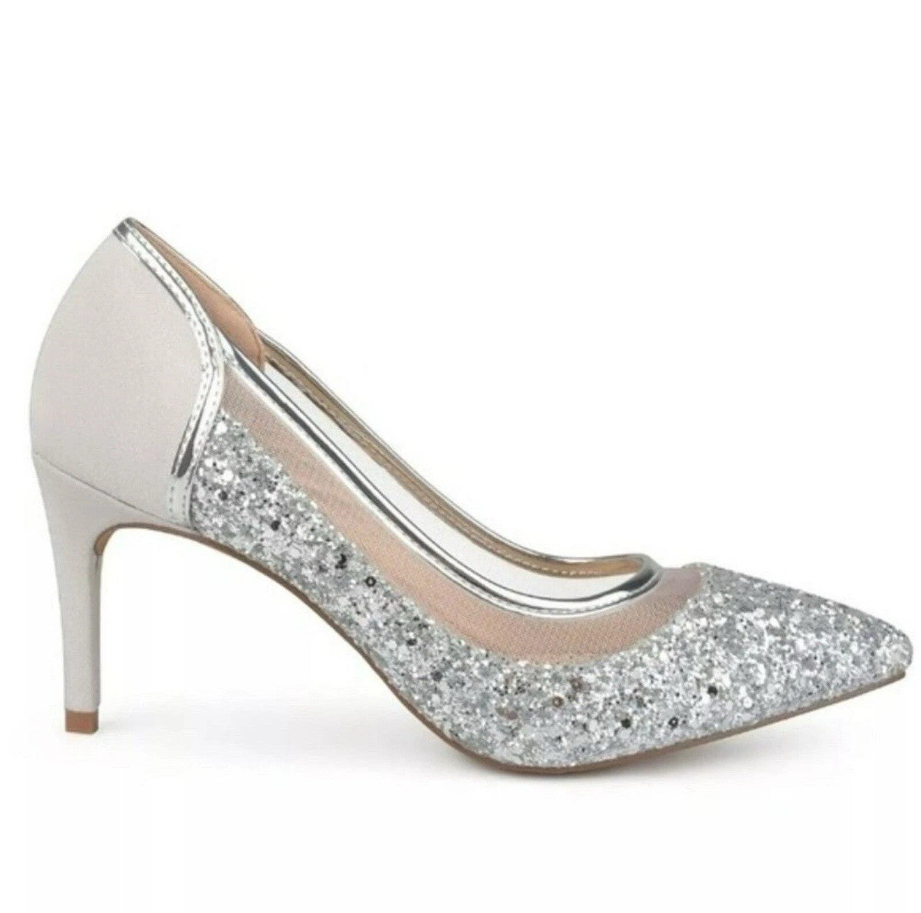 Journee Collection Kalani Glitter Pump Grey Silver Size 12