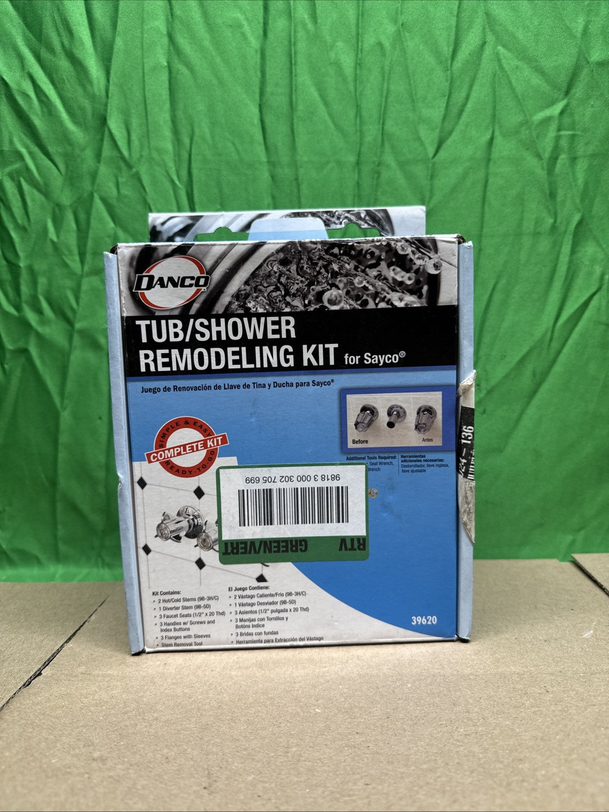 Danco 39620 Tub/Shower 3-Handle Remodeling Trim Kit in Chrome for Sayco