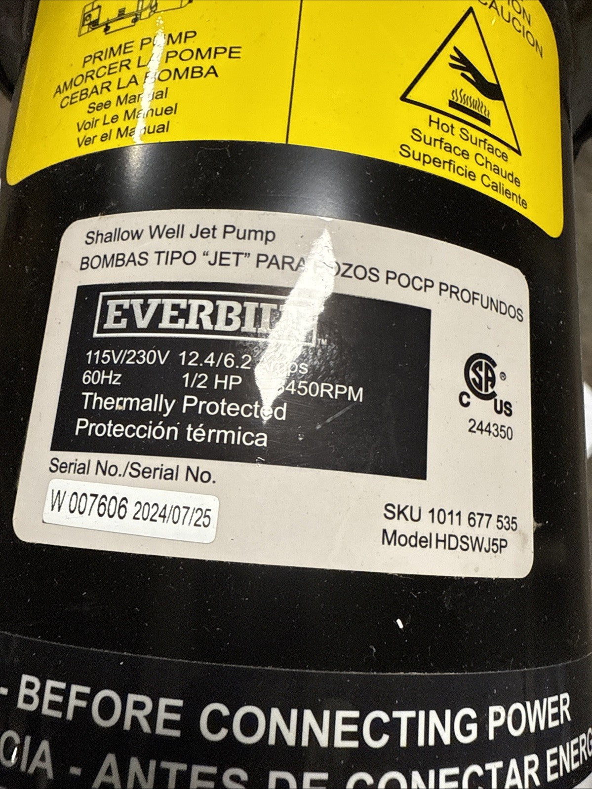 Everbilt 1/2 HP Shallow Well Jet Pump 1011677535 **Read Description**