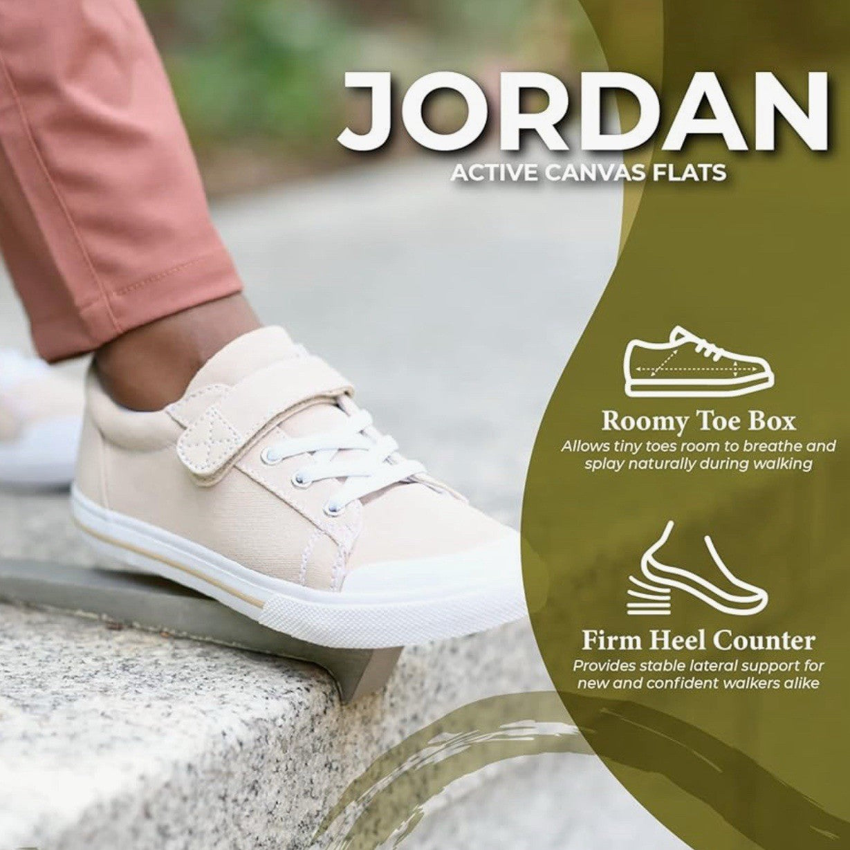 Footmates Youth 2M Jordan Strap Canvas Flats Tennis Sneakers