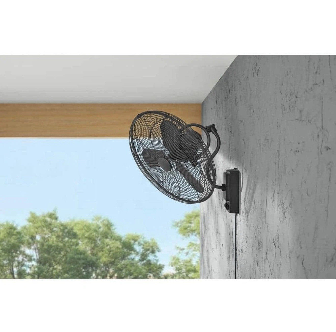 Bentley III 22 in. Indoor/Outdoor Natural Iron Oscillating Wall Fan Open Box