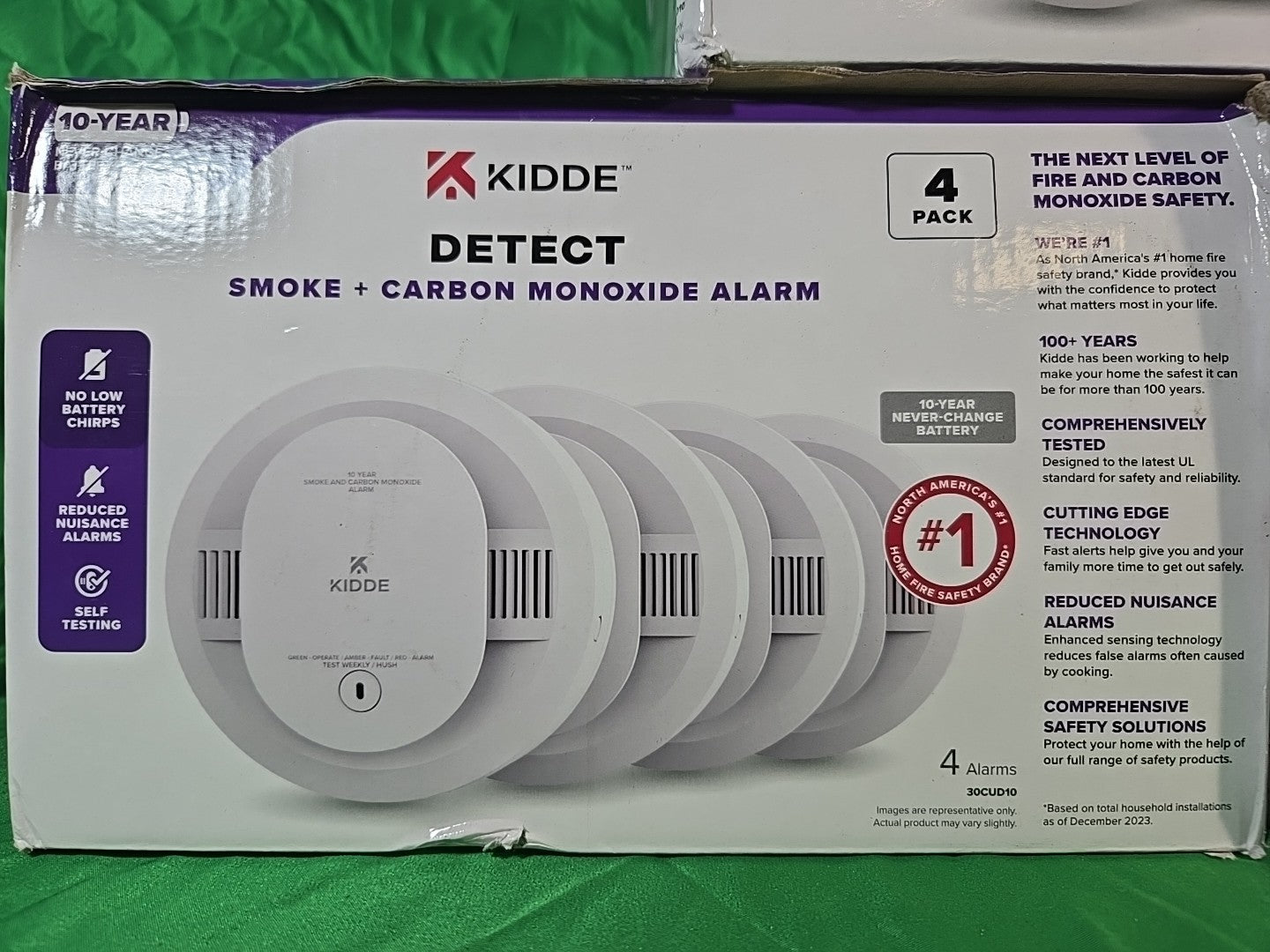 Kidde 30CUD10 Smoke & Carbon Monoxide Detector, 10-Year Battery, 4 Pack, New