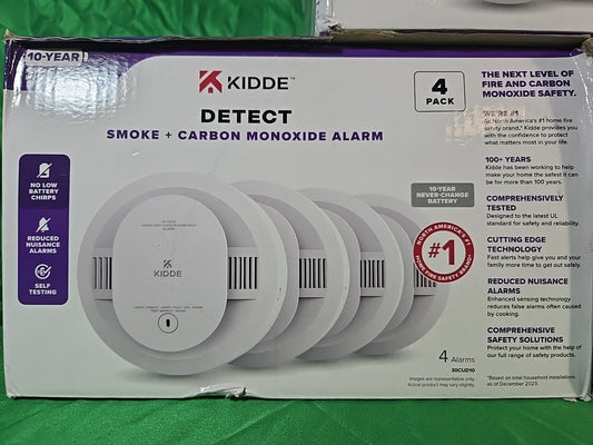 Kidde 30CUD10 Smoke & Carbon Monoxide Detector, 10-Year Battery, 4 Pack, New