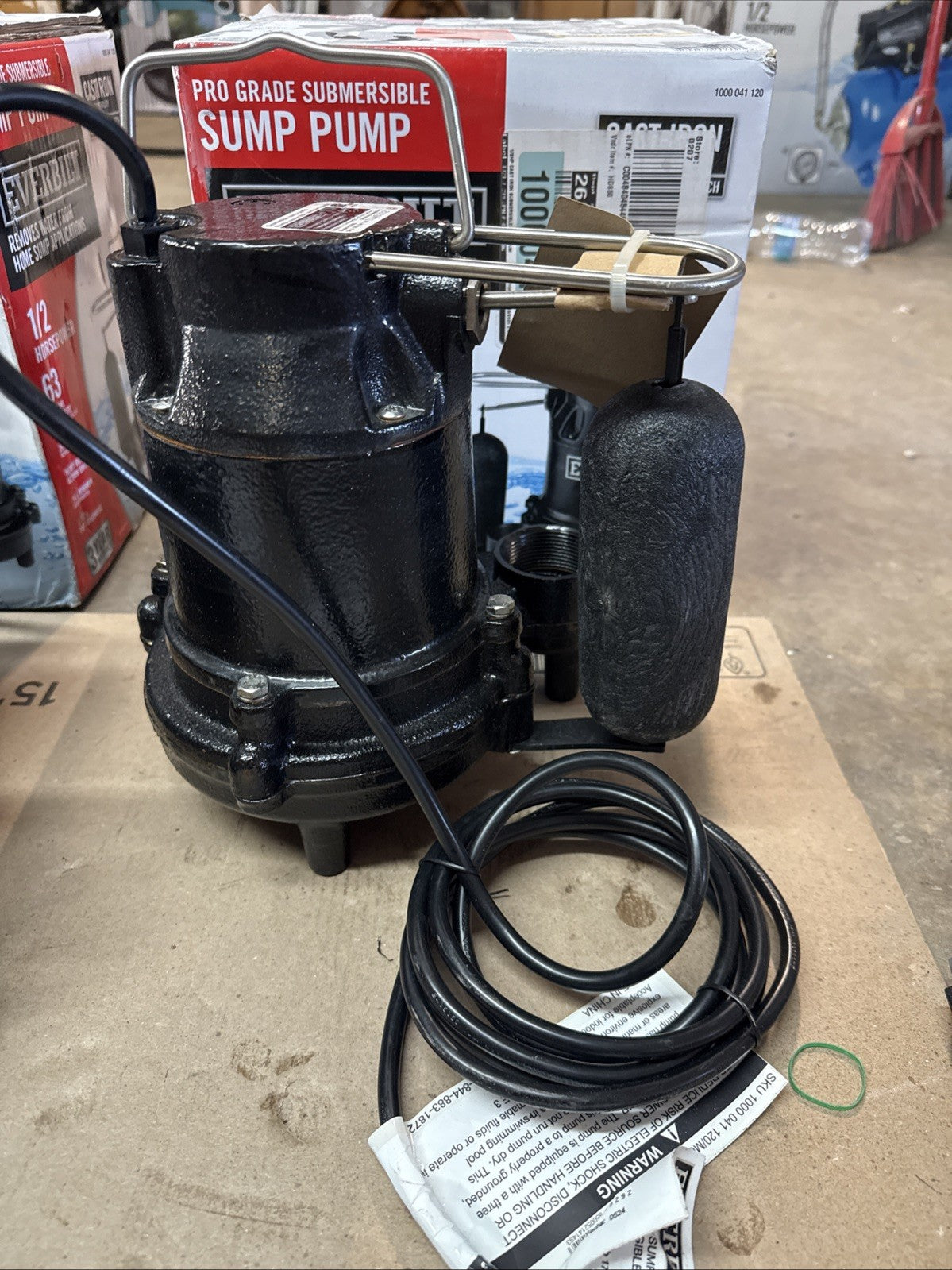 Everbilt 1/2 HP Cast Iron Sump Pump Model # HDS50 OPEN BOX