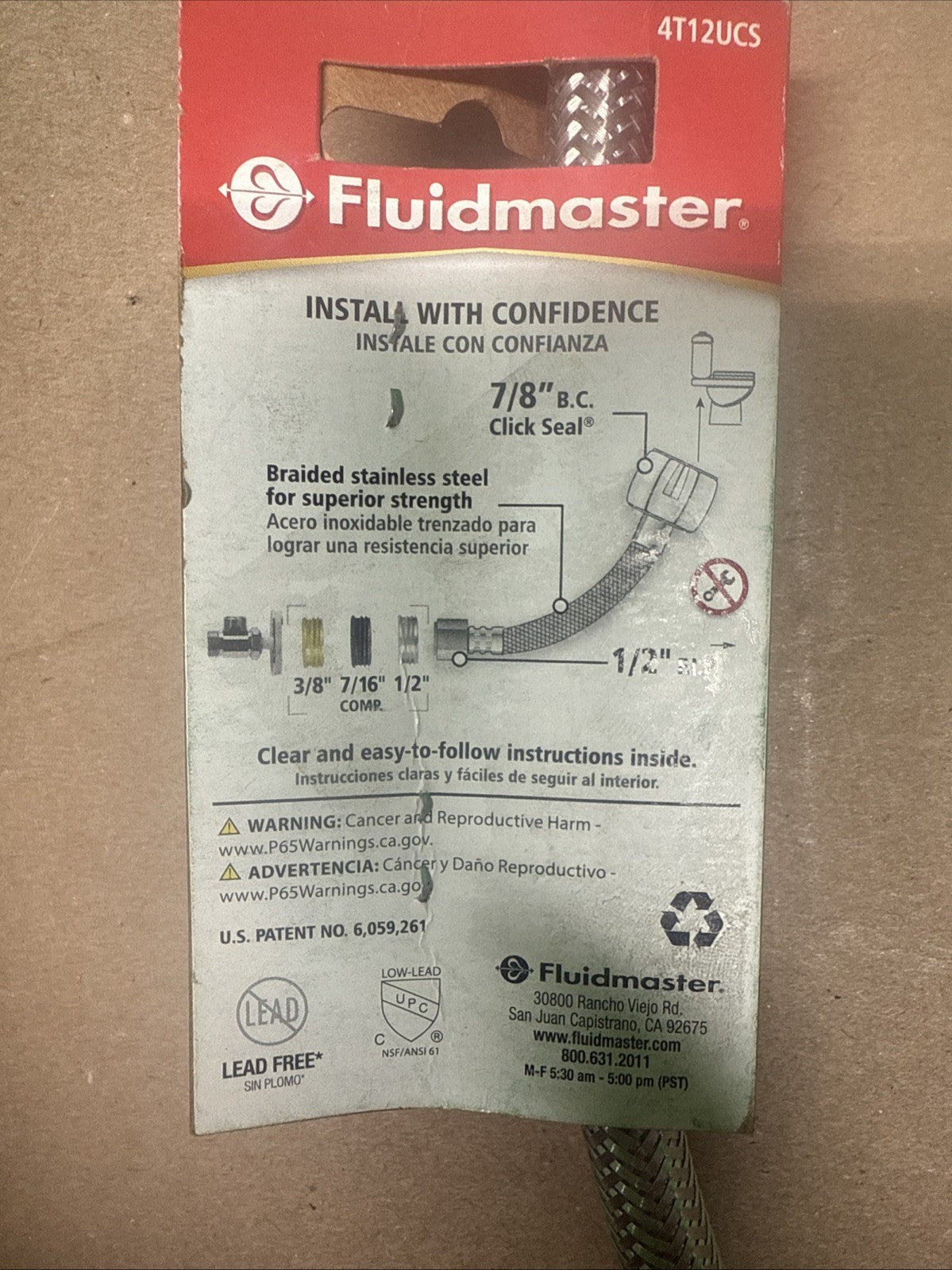 LOT OF 15 Fluidmaster Click Seal Universal Toilet Connector 12” 4T12UCS