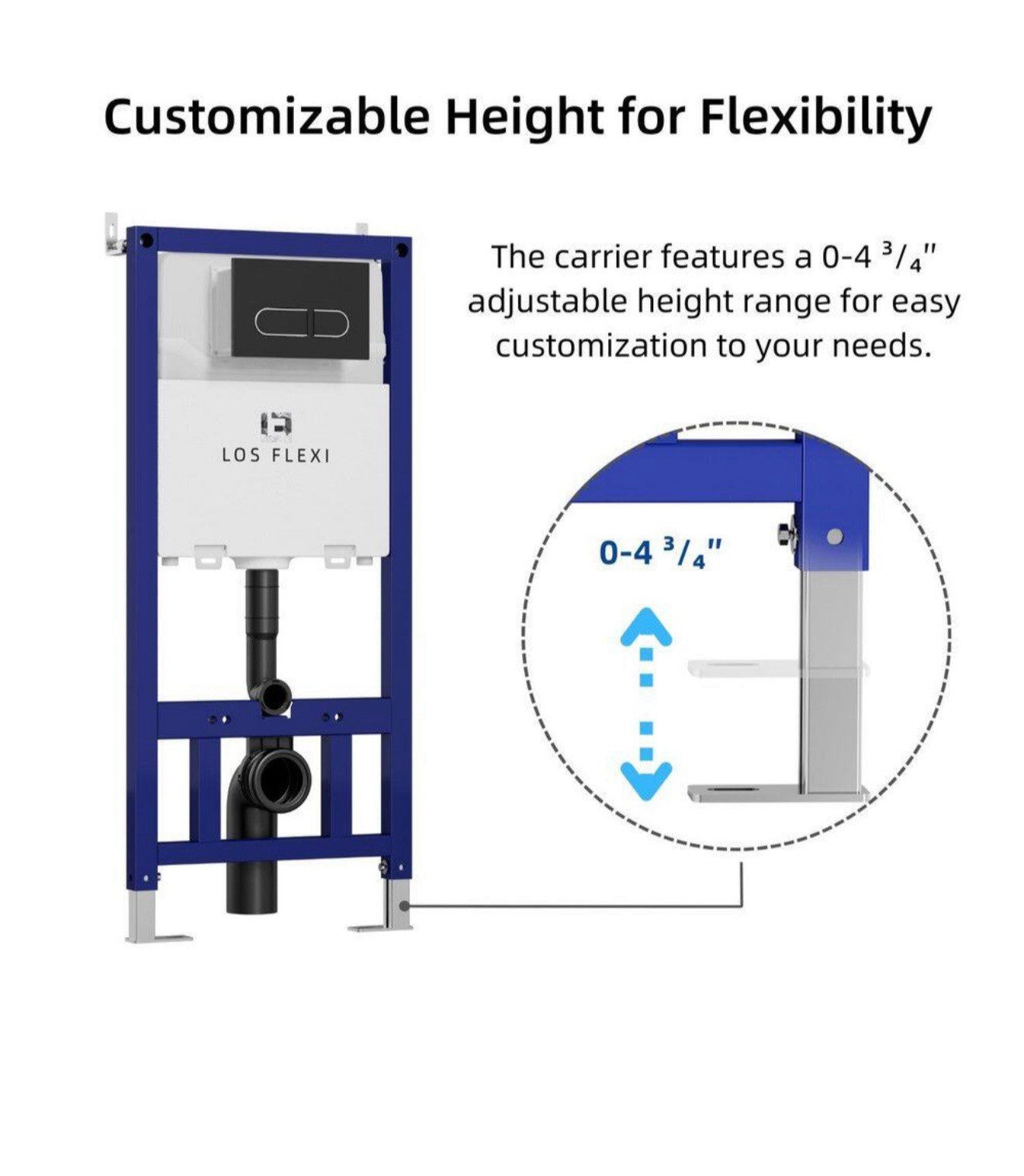 Los Flexi In-Wall Toilet Tank Carrier 0.8/1.6GPF w/ Flush Plate LF01TC01