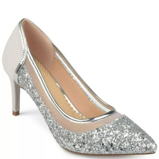 Journee Collection Kalani Glitter Pump Grey Silver Size 12