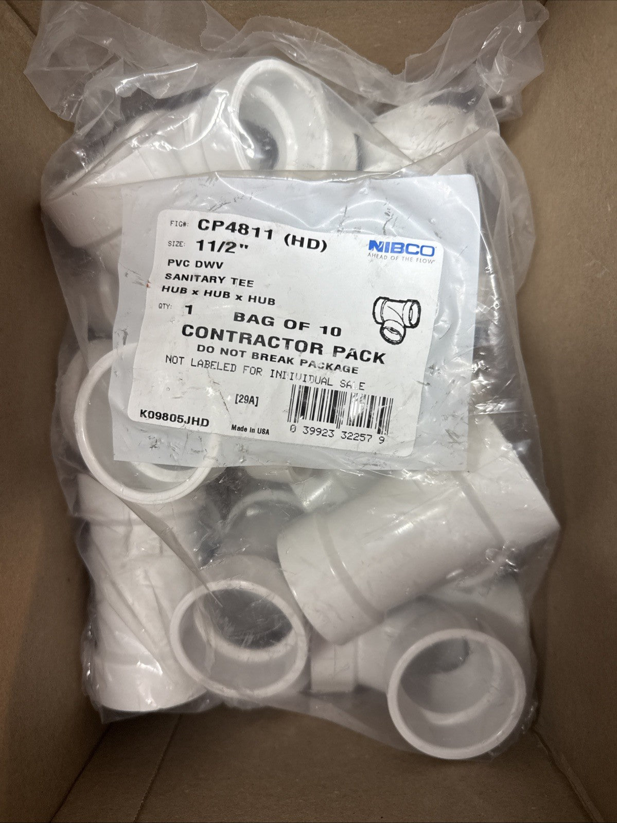 NIBCO 1-1/2 in. x 1-1/2 in. x 1-1/2 in. PVC DWV All Hub Sanitary Tee (10-Pack)