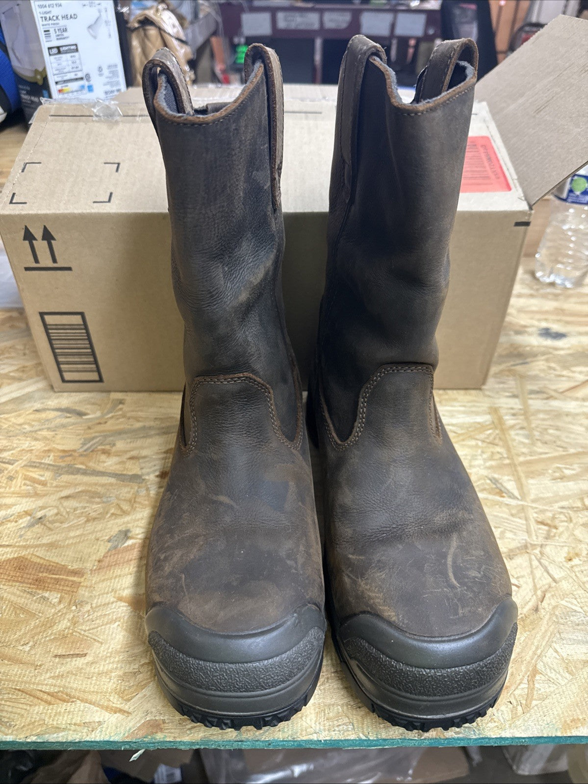 Terra Harrier Leather Work Boots Brown Composite Safety Toe Men's Size 8.5