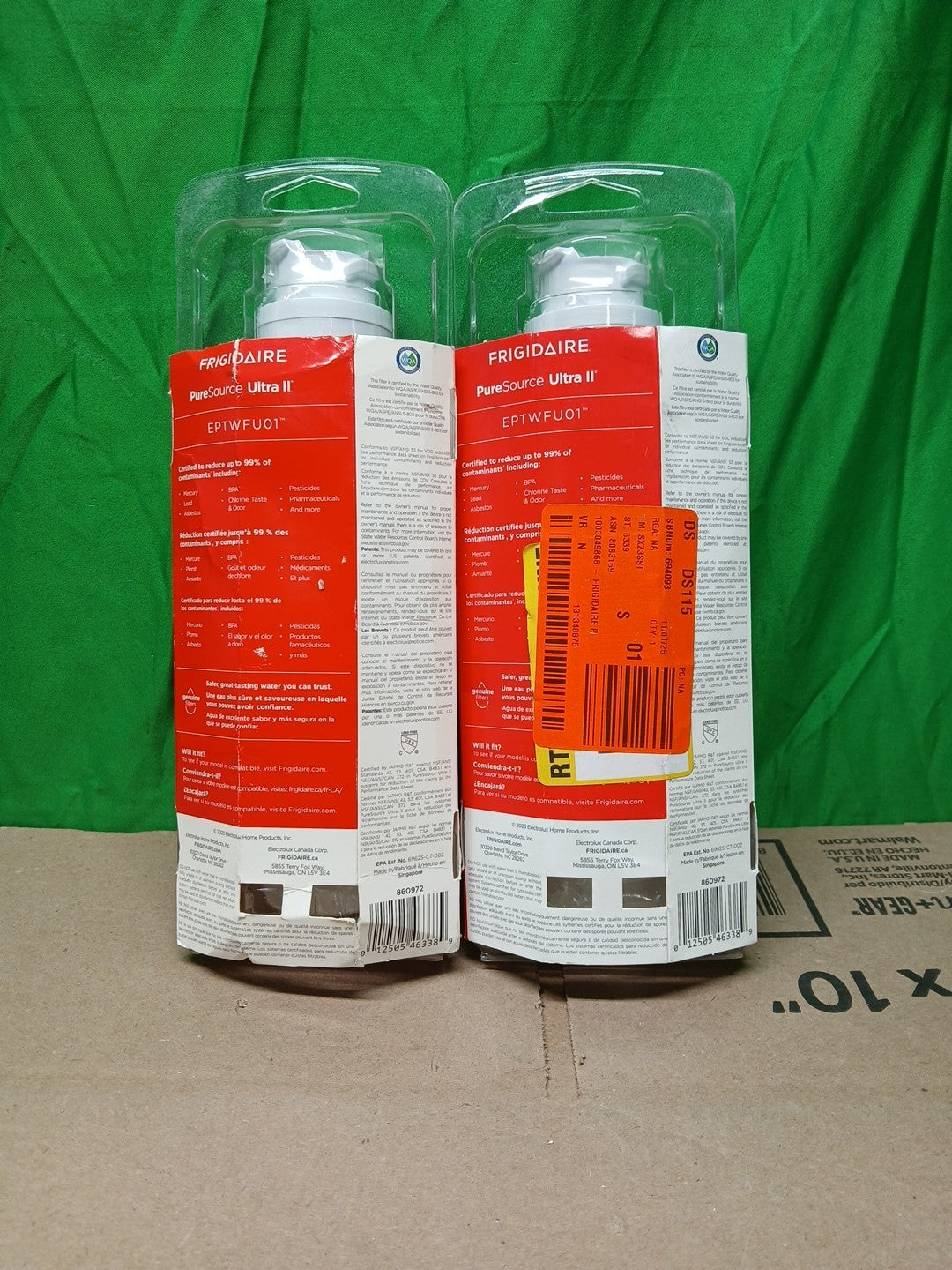 2 Pack Frigidaire EPTWFU01 Pure Source Ultra II Refrigerator Water Filter Sealed