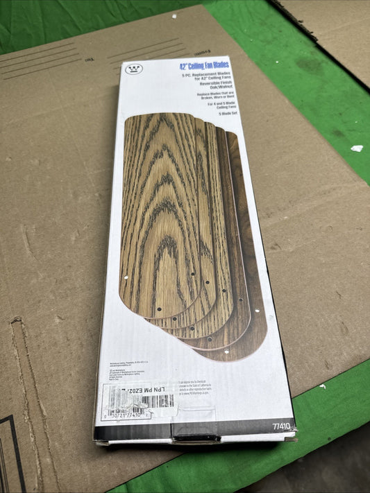 NEW Westinghouse 42" Oak/Walnut Replacement Ceiling Fan Blades 5 Pack Reversible