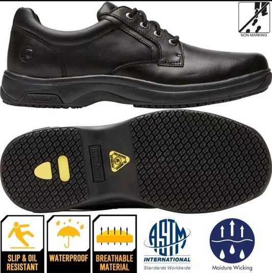 DUNHAM Men's Waterproof Slip & Oil Resistant Black Leather Service Manager Shoes