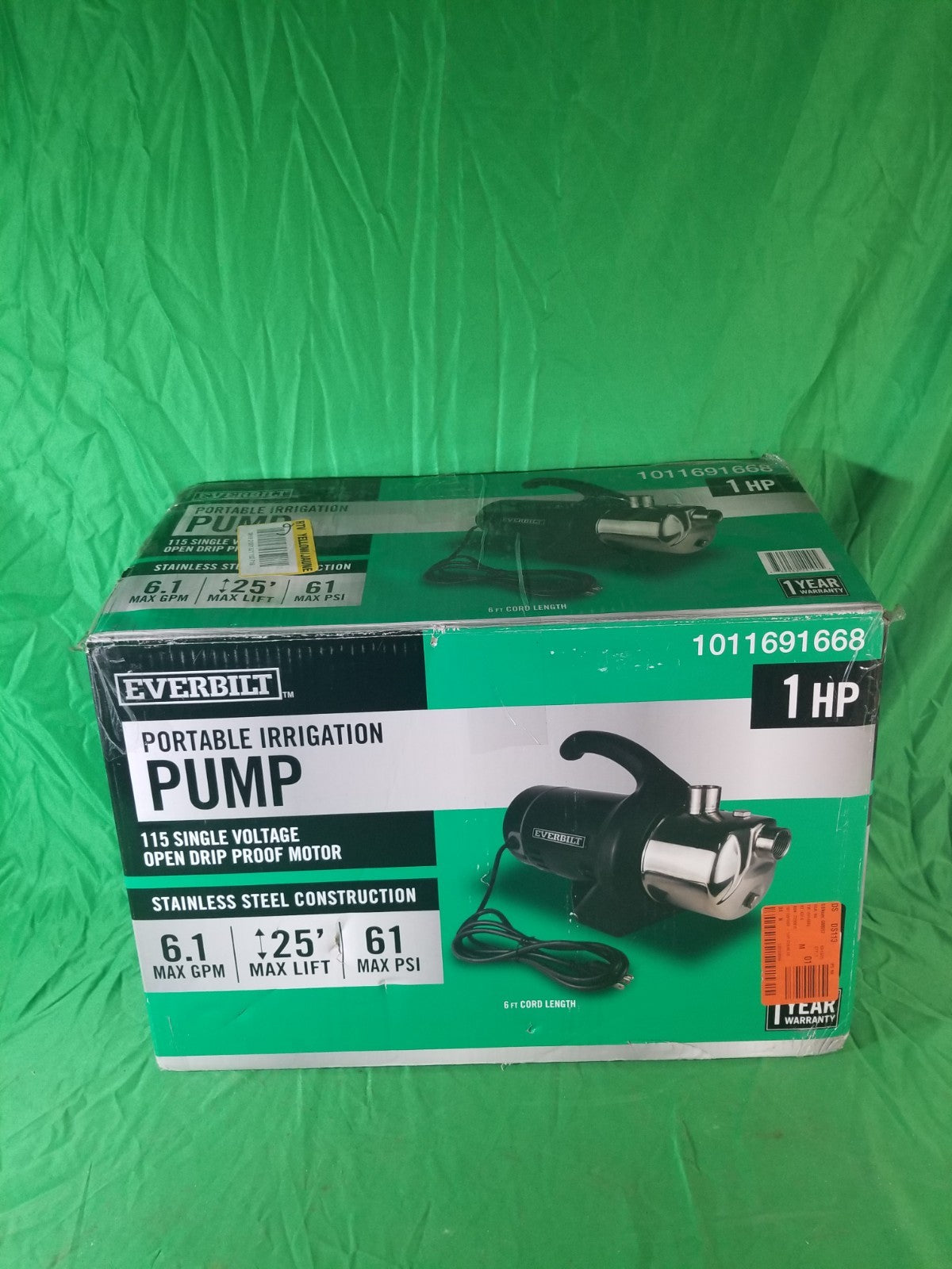 EVERBILT HD60SS 1 HP Stainless Steel Portable Lawn Irrigation Pump