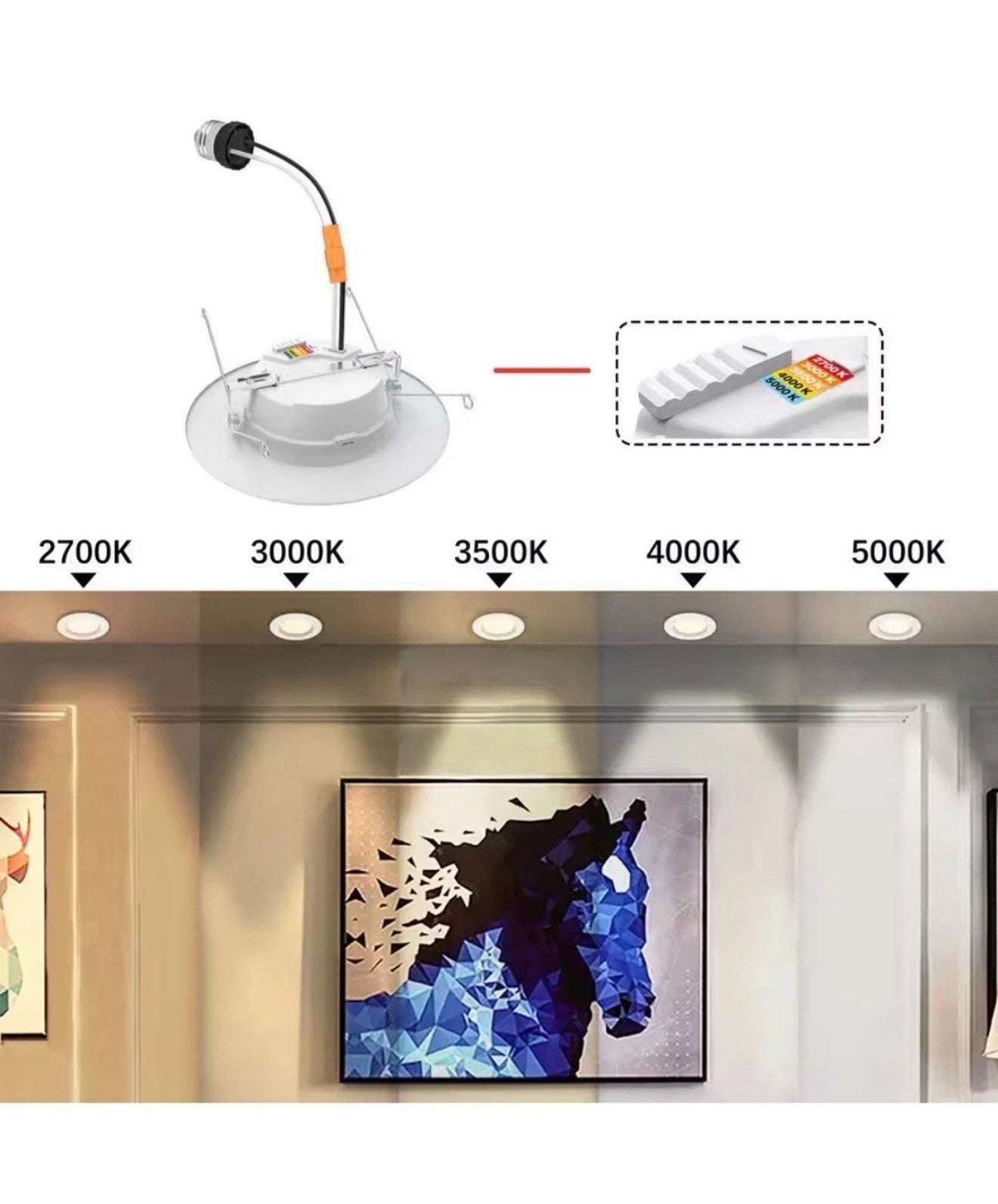 Commercial Electric 5/6" LED Recessed Retrofit Light Trim Selectable CCT 4-Pack.