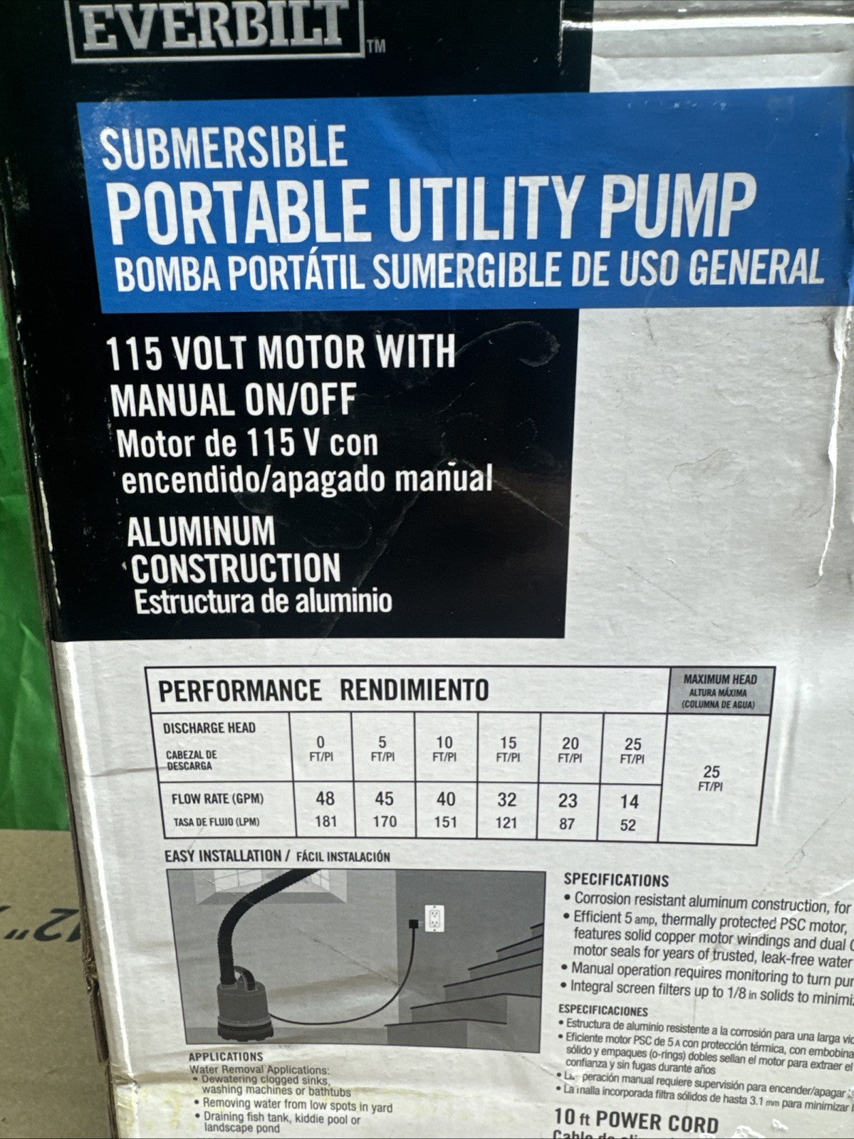 Everbilt 1/3 HP Submersible Aluminum Utility Pump