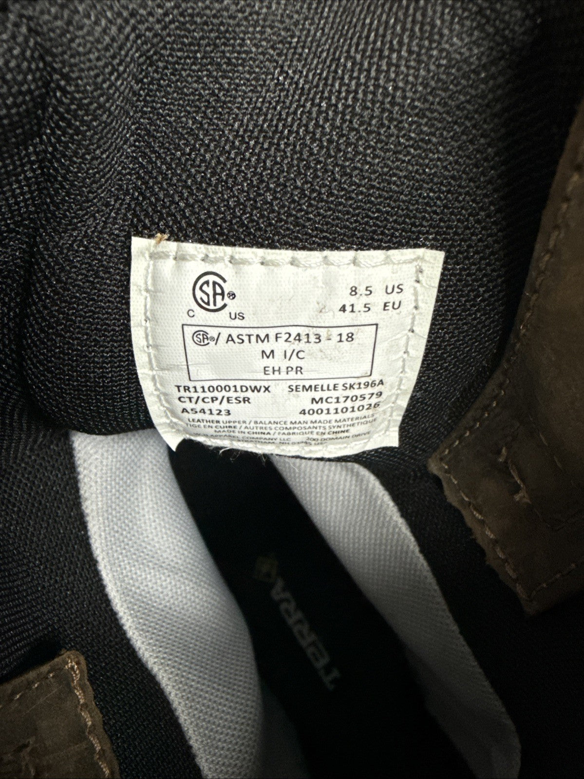 Terra Harrier Leather Work Boots Brown Composite Safety Toe Men's Size 8.5