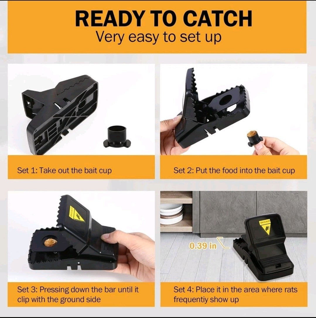 Instant Kill Rat Trap - Safe, No-Touch Design, 6 Pack, for Home & Garden