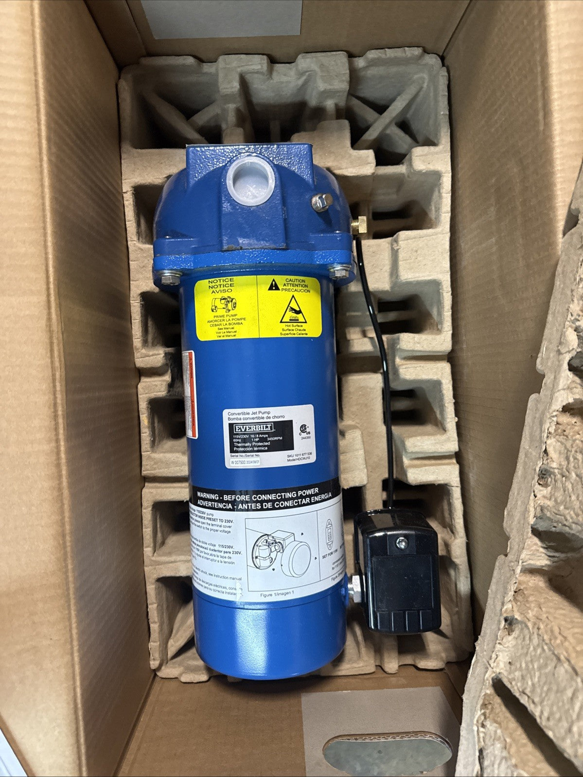 Everbilt 1 HP Professional Convertible Jet Pump NEW OPEN BOX