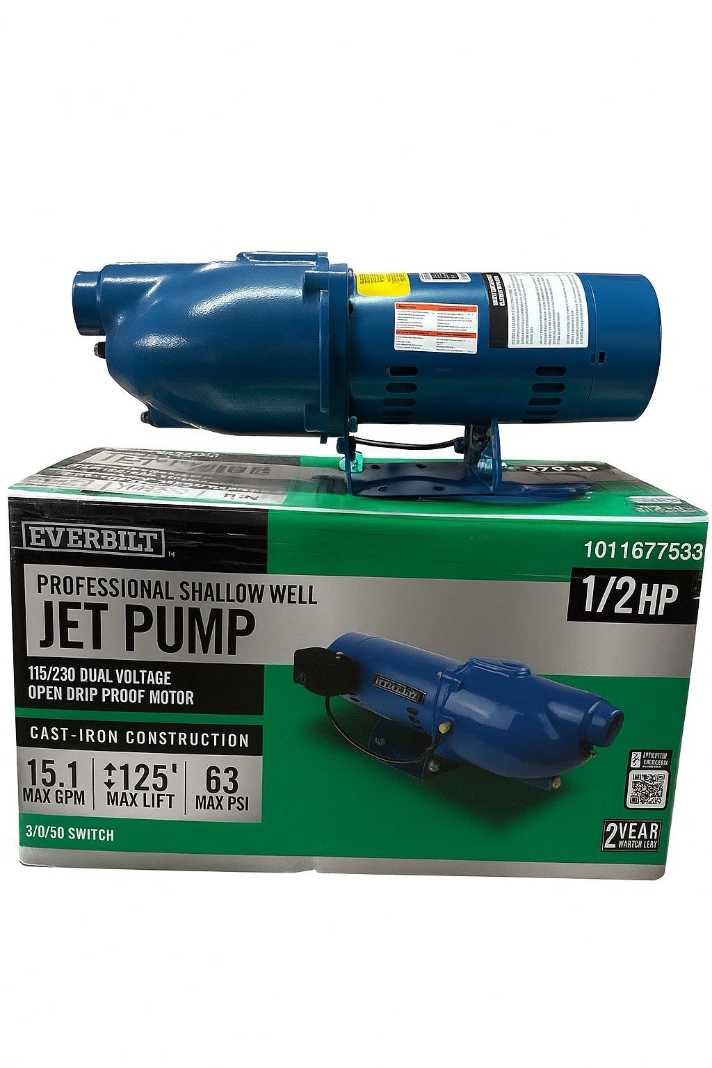 Everbilt Shallow Well Jet Pump Cast Iron 1/2HP HDSWJ5 (Used Read Description)*