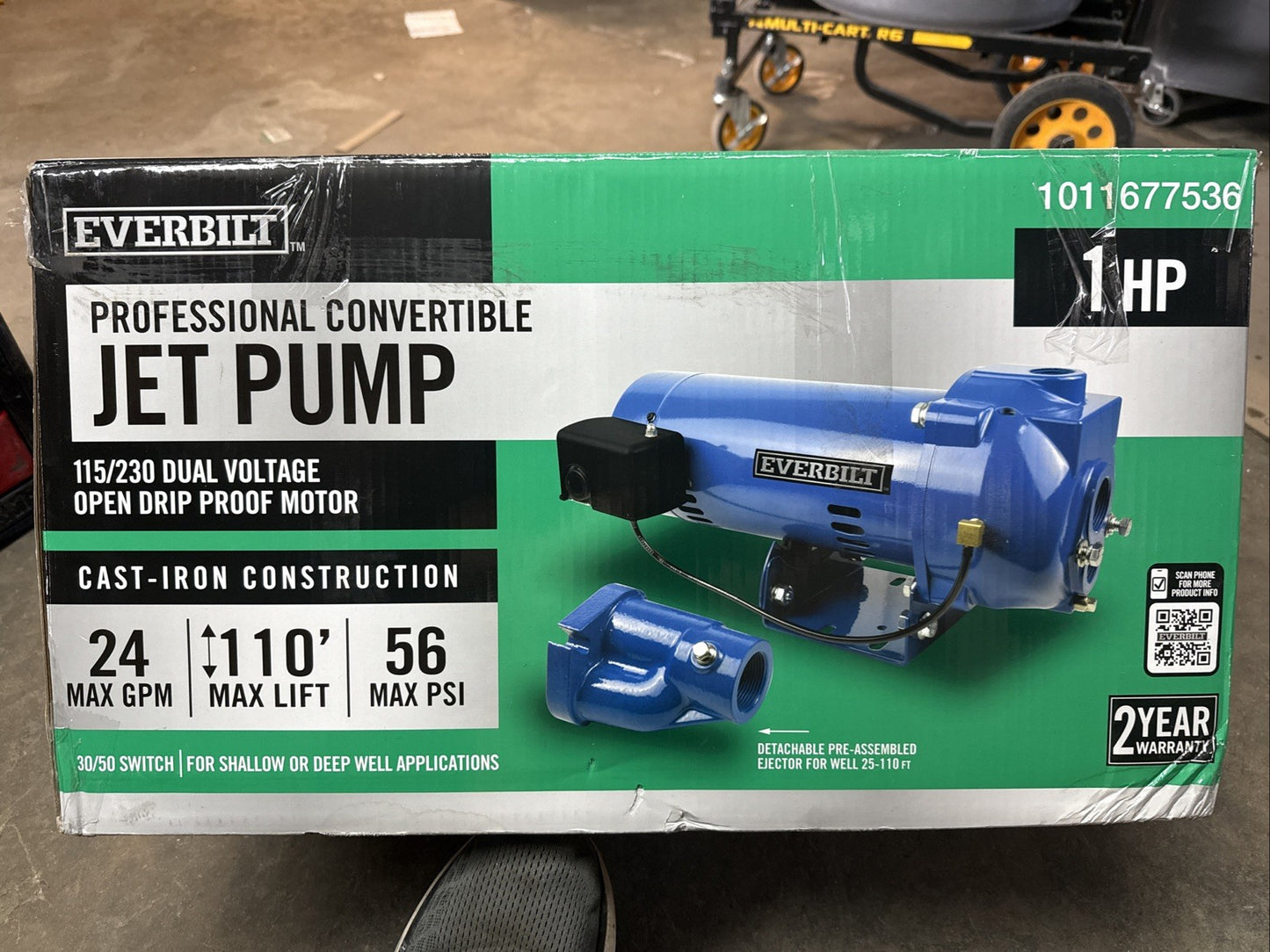 Everbilt 1 HP Professional Convertible Jet Pump *for Parts* Read Description**