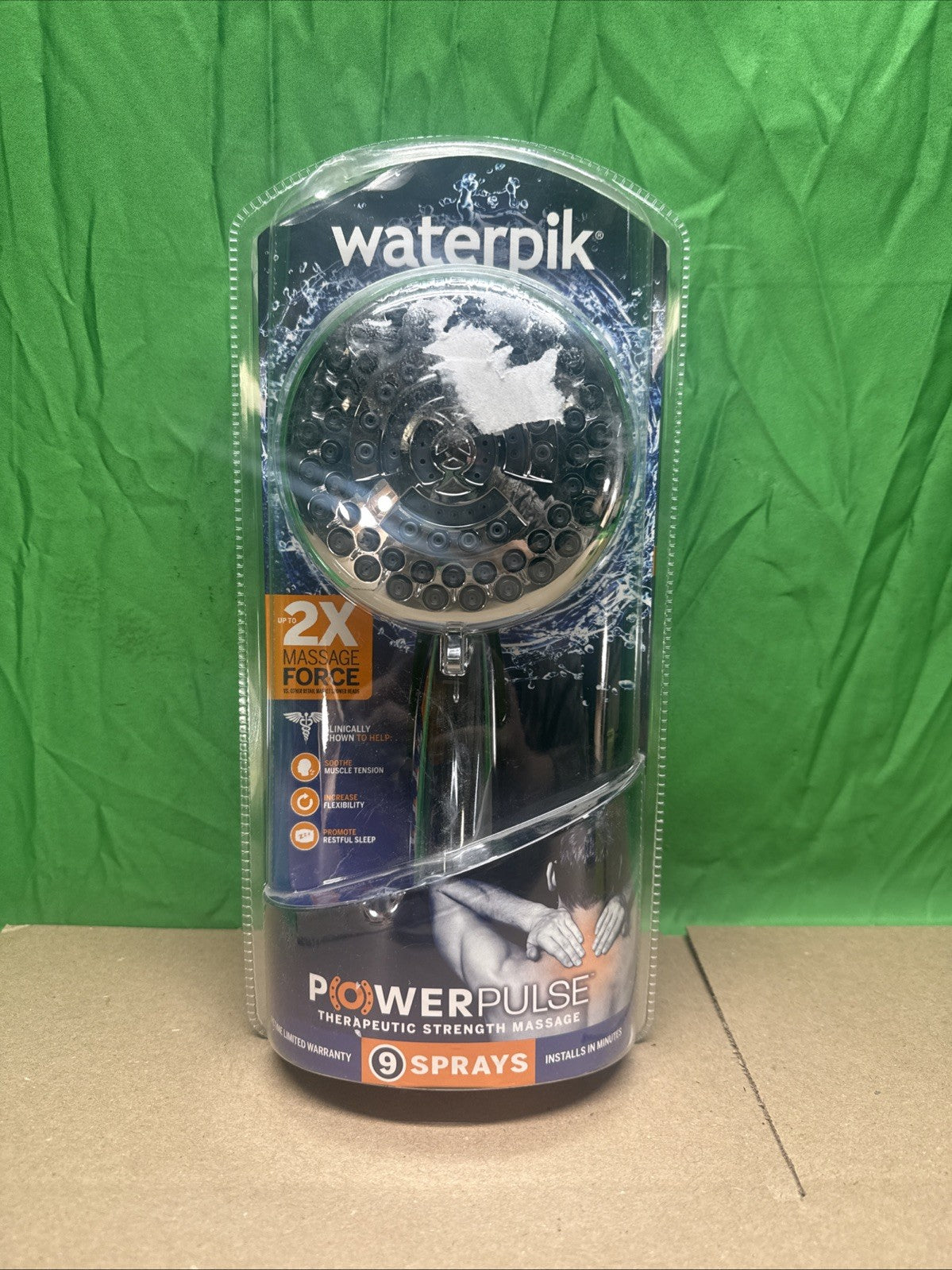 Waterpik PowerPulse 9-Spray Wall Mount Handheld Shower Head Chrome-SEALED!