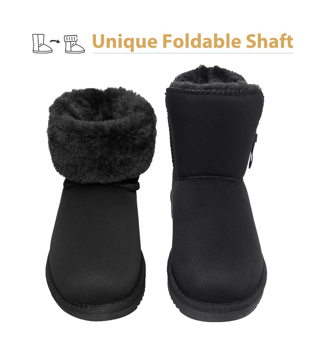 Camel crown Women’s 6 Snow Boot Warm Fur Winter Mid-calf Zipper Short Boot