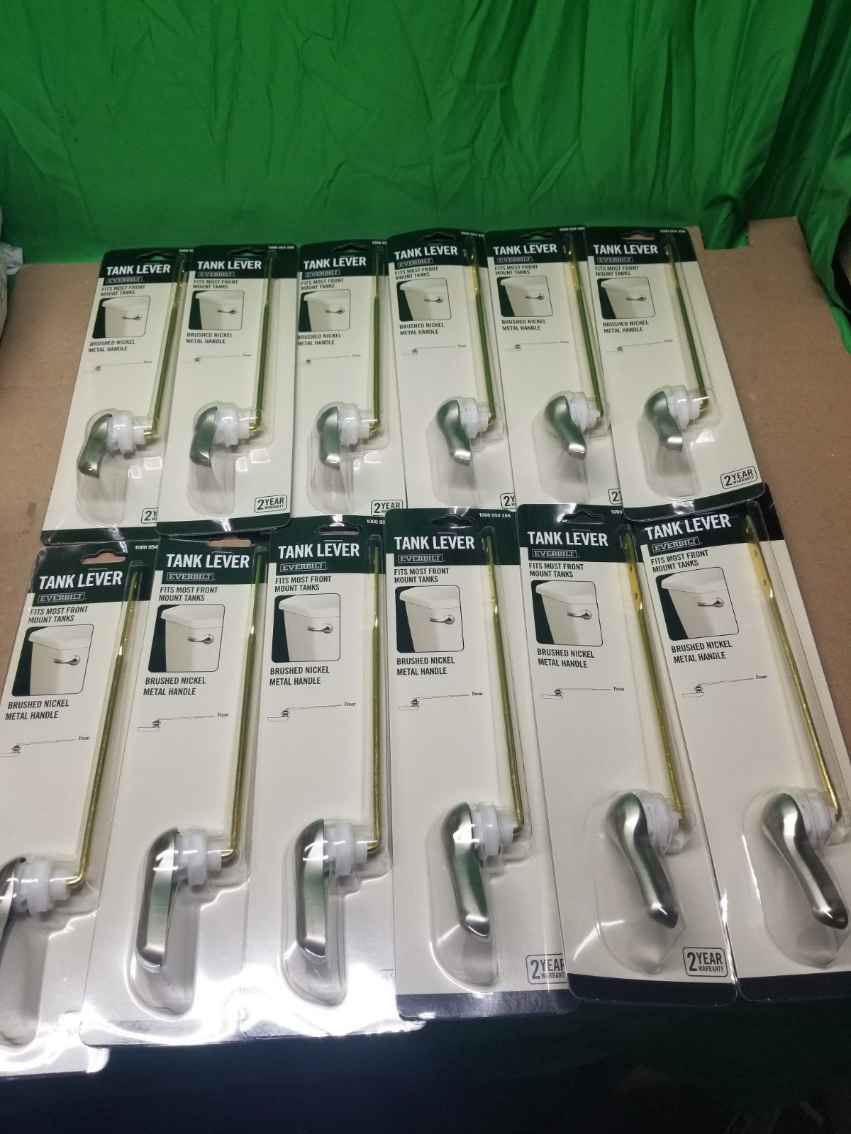 12pck Front Mount Toilet Tank Lever in Brushed Nickel NEW