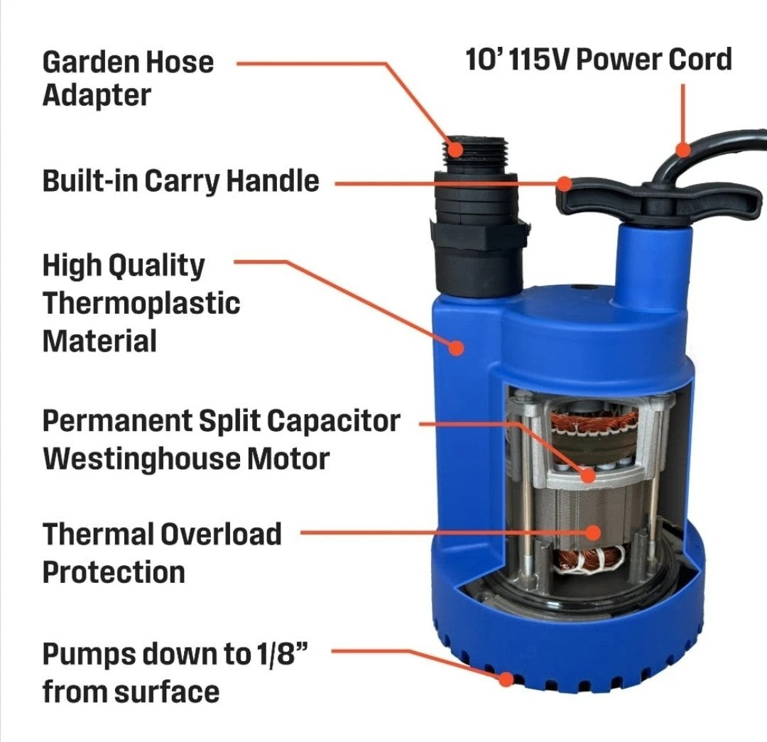 Westinghouse 1/4 HP 25 GPM (1") Thermoplastic Submersible Utility Pump