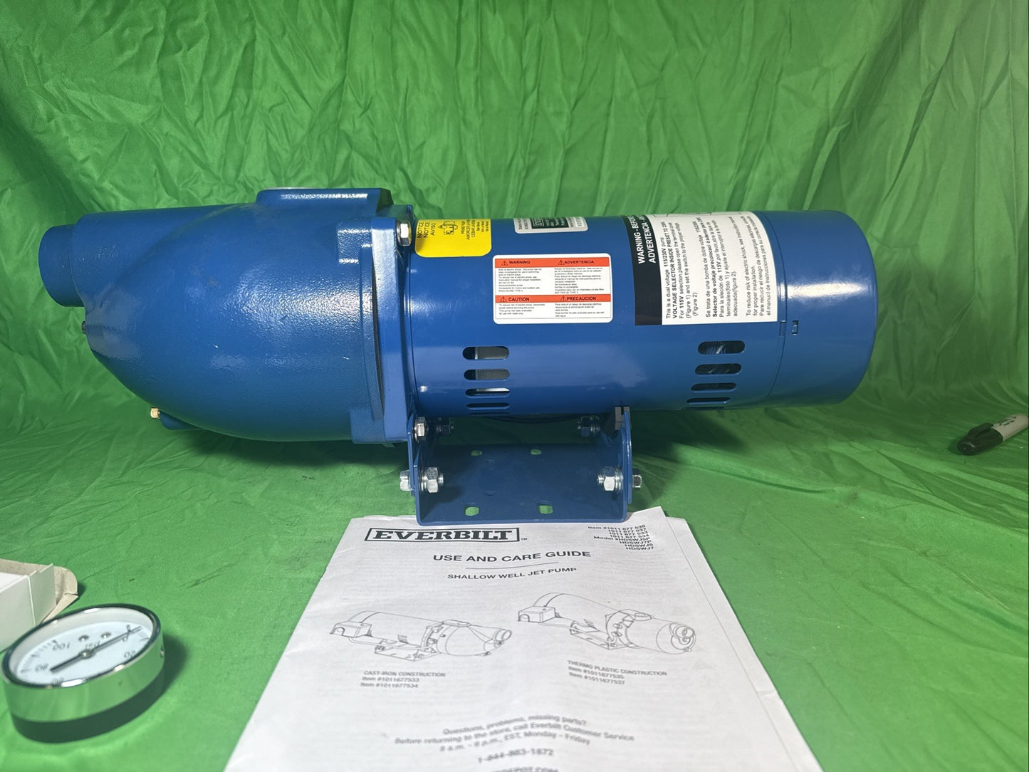 Brand New Everbilt 3/4 HP Cast Iron Shallow Well Jet Pump HDSWJ7