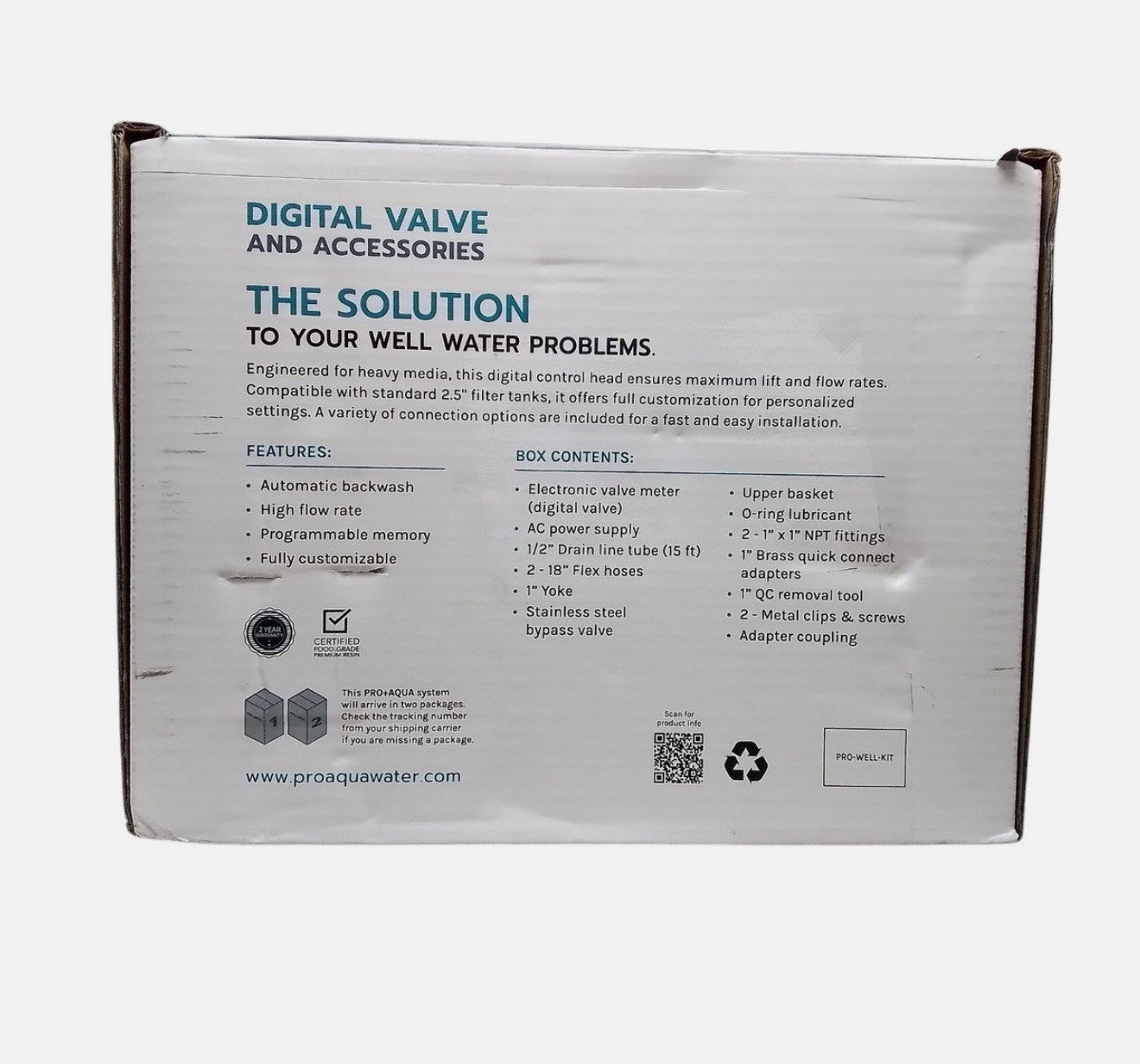 PRO+AQUA PRO-WELL-1E Whole House Well Water Filtration DIGITAL VALVE NO TANK