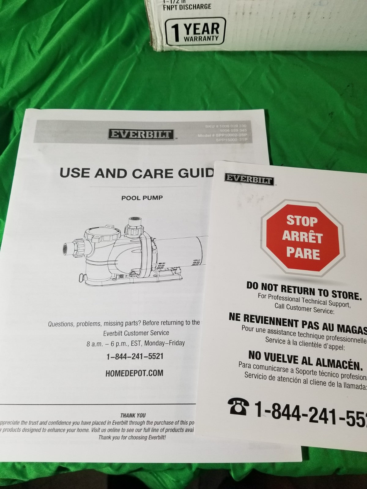 Everbilt 1 HP Pool Pump In Ground  2 Speed 5.1 A 230V Model SPP10002-2SP