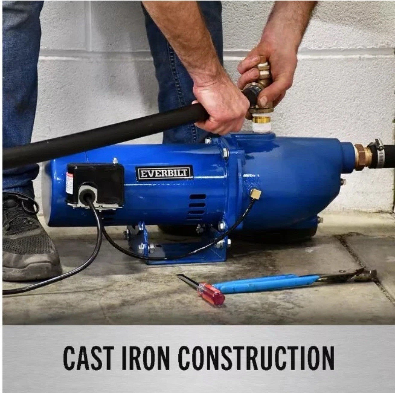 Brand New Everbilt 3/4 HP Cast Iron Shallow Well Jet Pump HDSWJ7