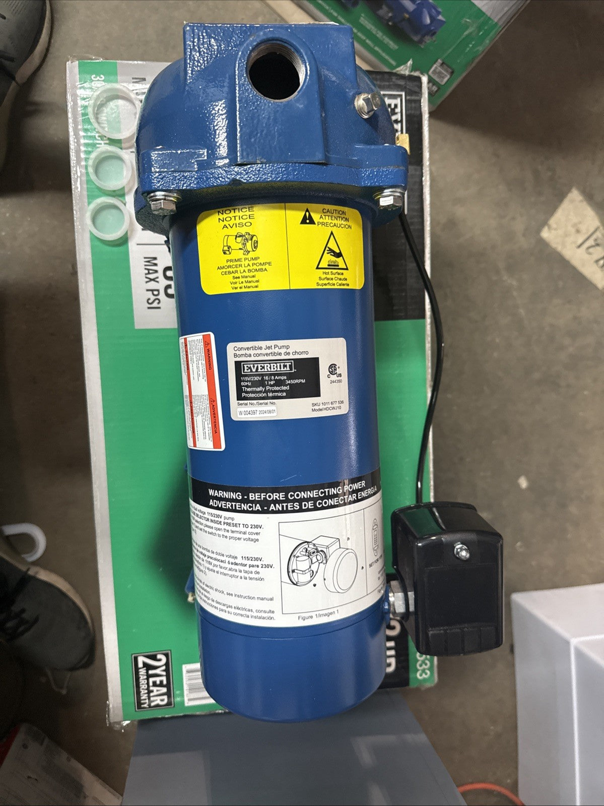 Everbilt 1 HP Professional Convertible Jet Pump NEW OPEN BOX