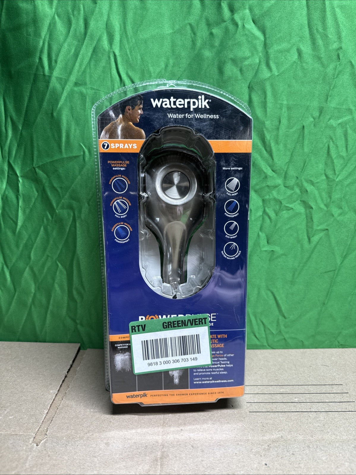 Waterpik PowerPulse Massage Hand Held Shower Head Brushed Nickel 7 Settings