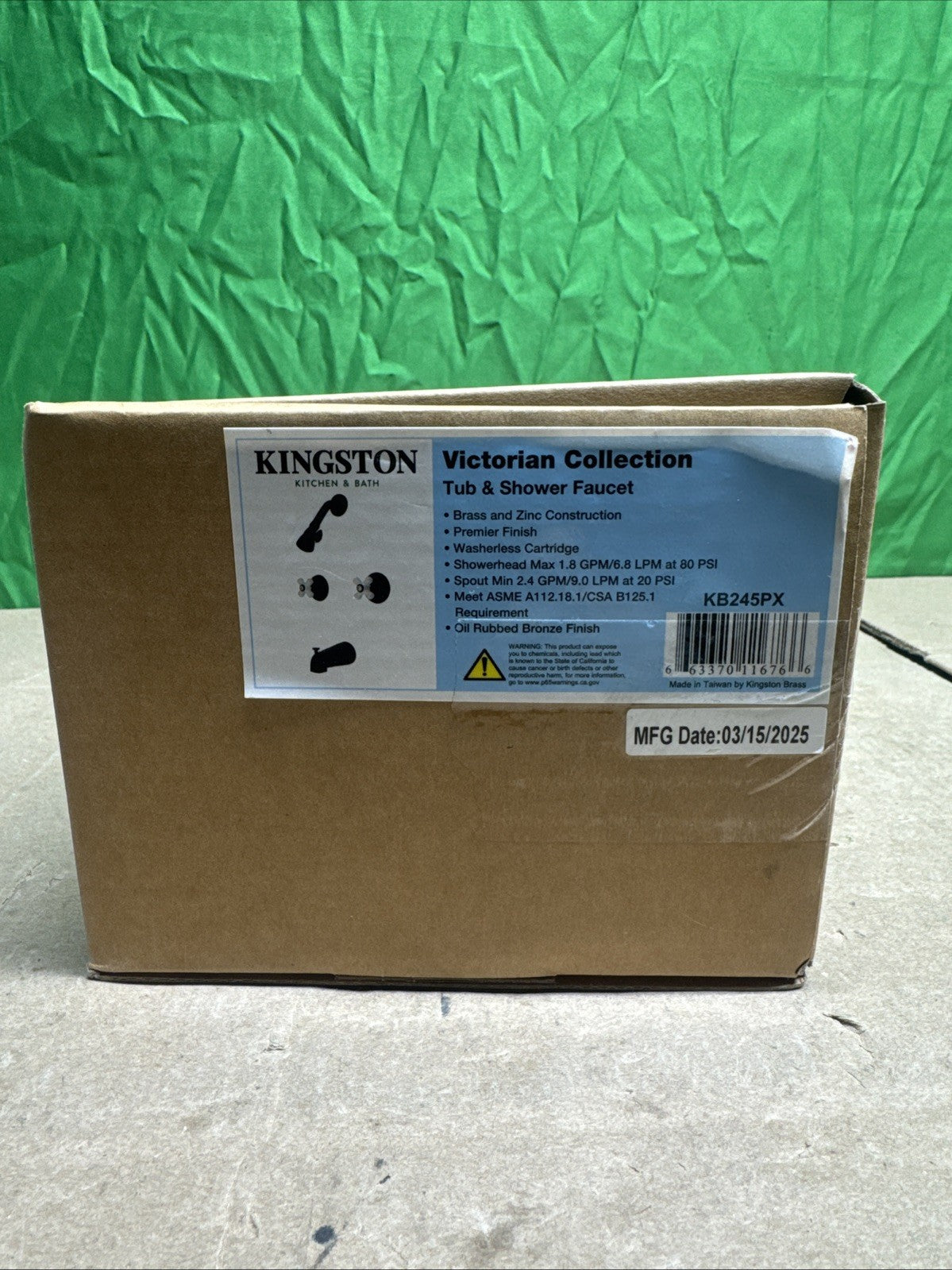 Kingston Brass KB245PX Magellan Tub and Shower Faucet Porcelain Cross Handles