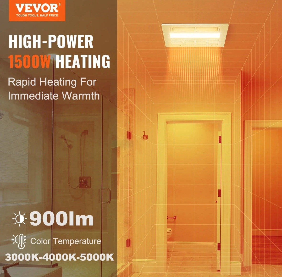 Bathroom Exhaust Fan 80-110 CFM High-Efficiency Ventilation 1.5 sones Low Noise