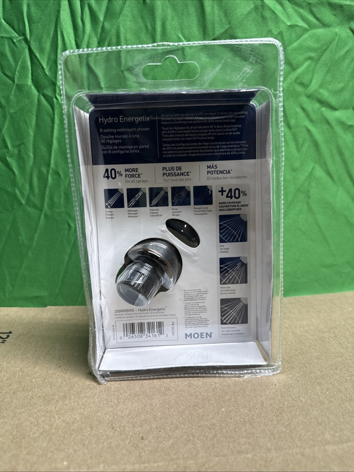 Moen 200W0BRB 8-Spray Patterns Single Wall Mount Fixed Shower Head NEW OPEN BOX