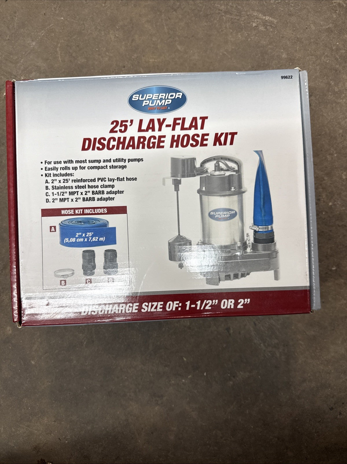 Superior pump 99622 2 in. x 25 ft. Lay-Flat Sump Pump Discharge Hose Kit