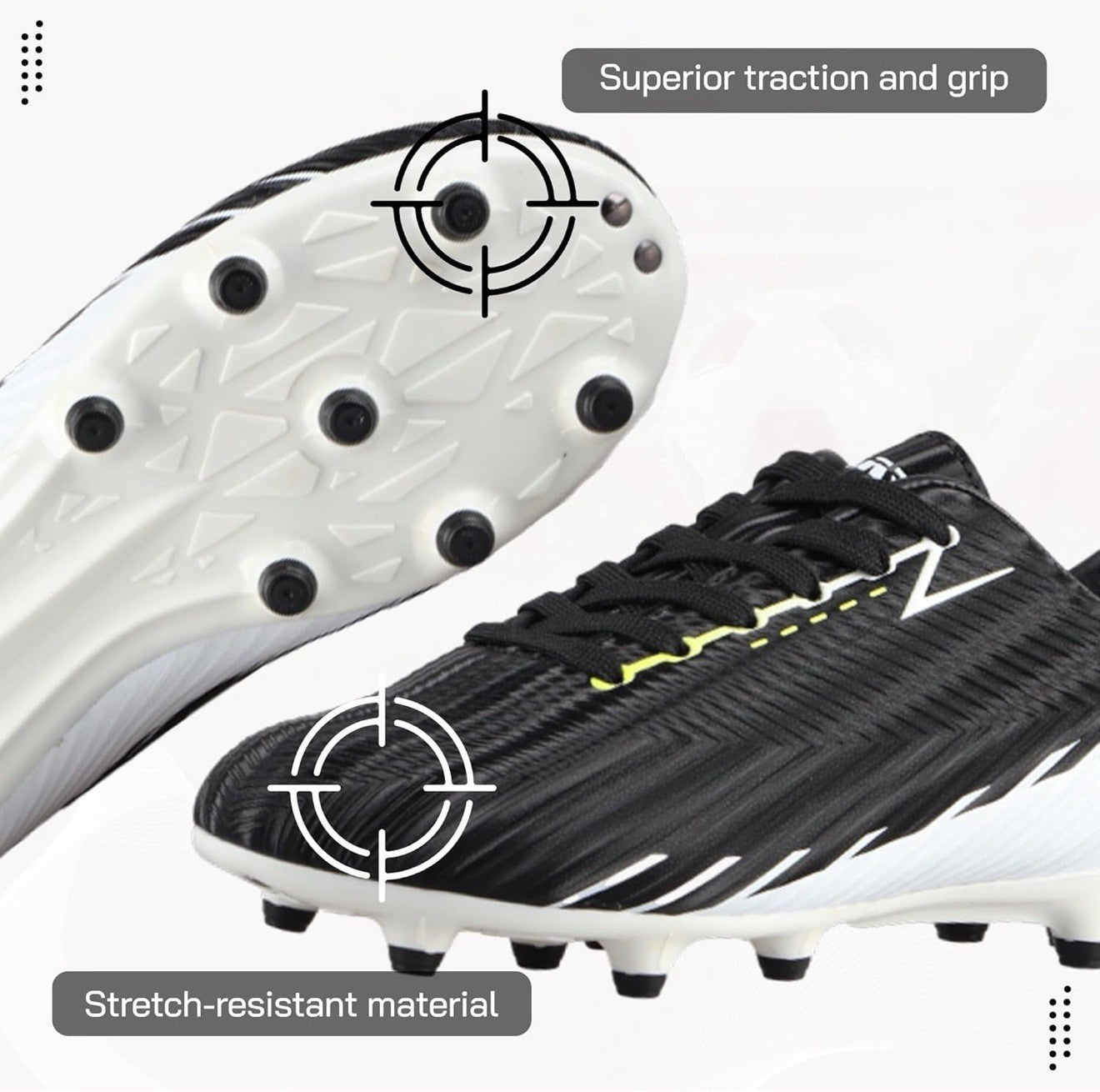 VIZARI unisex youth FG Soccer cleats Futbol Shoes Black White Size 9